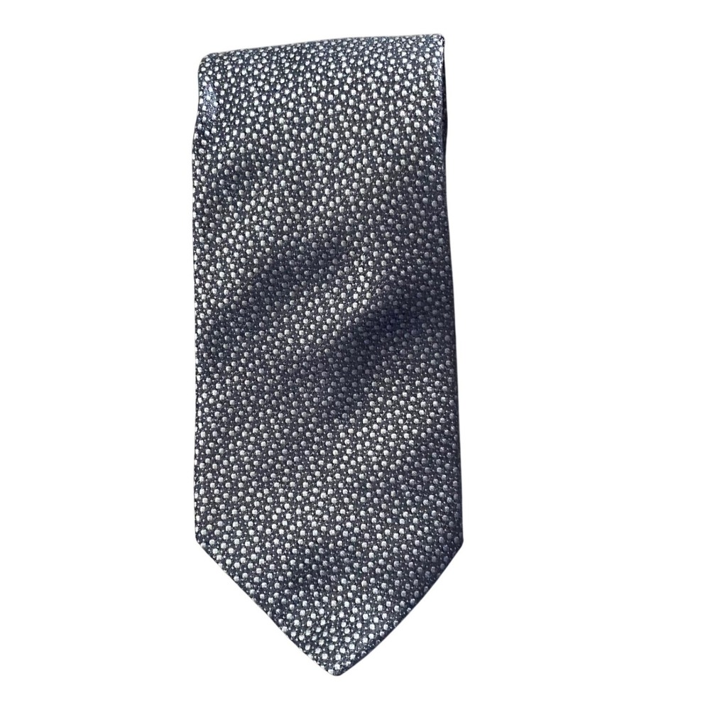 Ted Baker London Mens Navy Silver Textured Silk Necktie Hand Tailored USA
